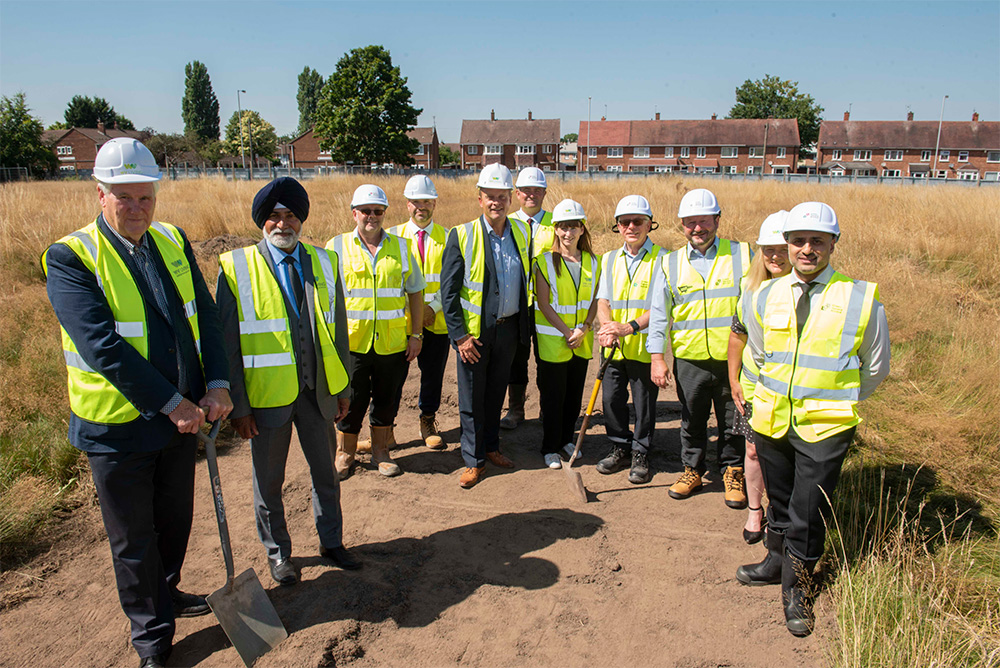 The start of work was marked at a ground-breaking ceremony held with City of Wolverhampton Council, GreenSquareAccord, WV Living and Sir Geoff Hampton to celebrate the first spade in the ground to dig the foundations of Hampton Park.